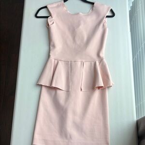 Pink Sheath Mini Dress with Crew Neck for Work